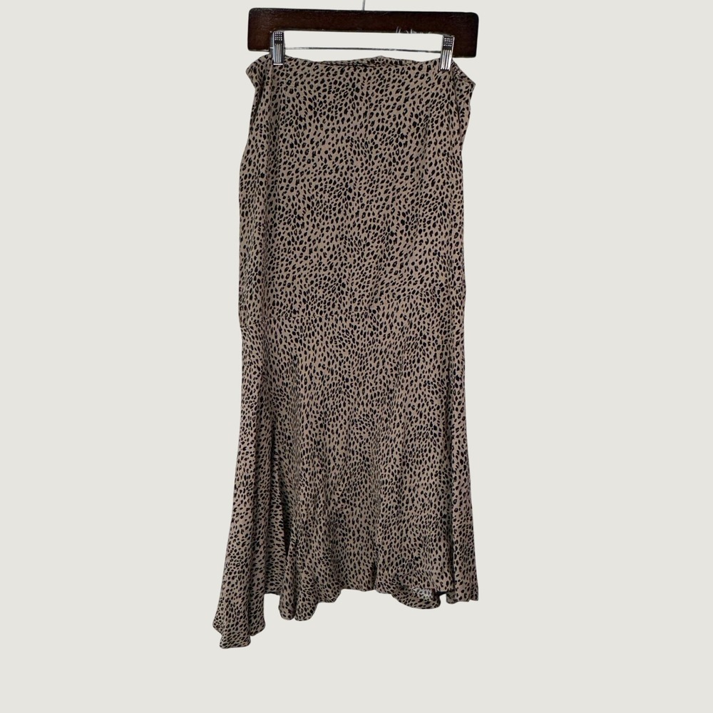 Cotton On Leopard Print Midi Skirt Small Brown Animal Print Viscose Casual Indie